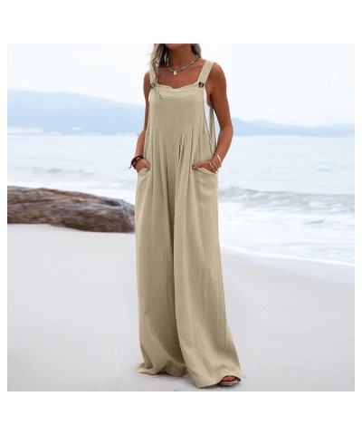 Womens Jumpsuits Casual Dressy, Casual Loose Sleeveless Womens Overall Jumpsuit Womens Jumpers And Rompers Summer 3-khaki $29...