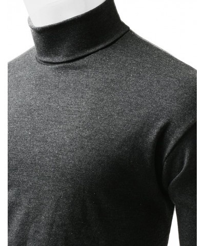 Men's Double Long Sleeve Layer Turtleneck T-Shirt Kwttl0164m Gray $13.49 Activewear