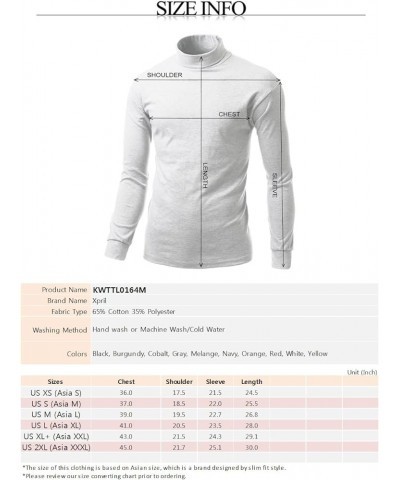 Men's Double Long Sleeve Layer Turtleneck T-Shirt Kwttl0164m Gray $13.49 Activewear