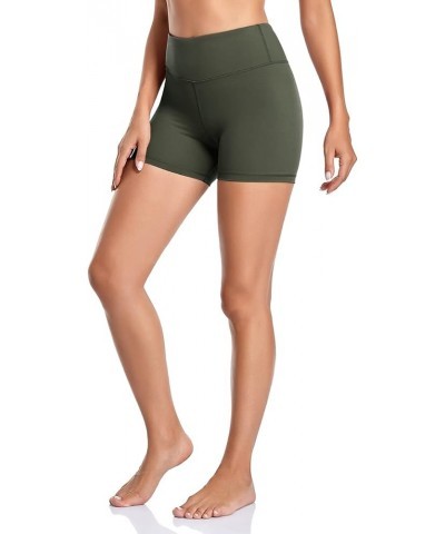 Women's High Waist Workout Shorts Tummy Control Yoga Shorts 4" Athletic Running Shorts with Inner Pocket Light Army Green $12...