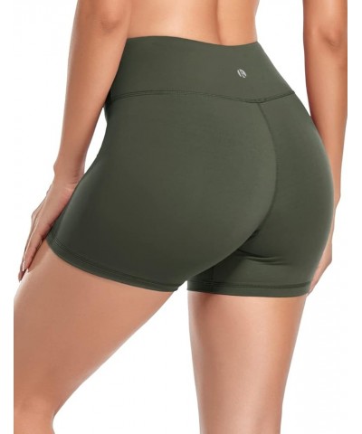 Women's High Waist Workout Shorts Tummy Control Yoga Shorts 4" Athletic Running Shorts with Inner Pocket Light Army Green $12...