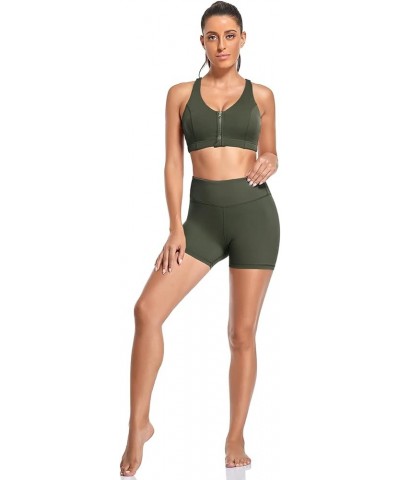 Women's High Waist Workout Shorts Tummy Control Yoga Shorts 4" Athletic Running Shorts with Inner Pocket Light Army Green $12...