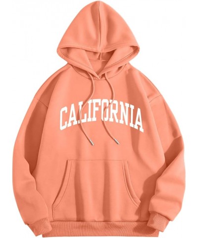 Hoodies for Women California Fashion Graphic Hooded Sweatshirt Casual Print Long Sleeved Crewneck Tops A-orange $12.18 Hoodie...