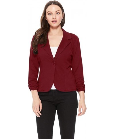 Women's Women's Comfy Casual Office 3/4 Long Sleeve Open Front Blazer Jacket US Size Hbl00483 Maroon $12.50 Blazers