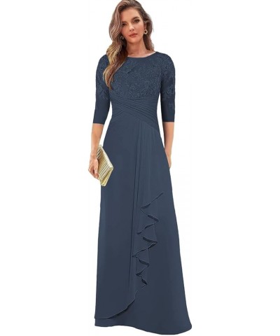 Lace Appliques Mother of The Bride Dresses for Wedding Chiffon Long Evening Formal Dress with Sleeves Royal Blue $37.50 Dresses