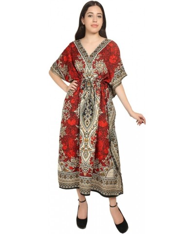 Floral Long Kaftan Maxi Dress Womens Summer Holiday Beach Kaftan Dresses for Women Orange_g $13.56 Swimsuits