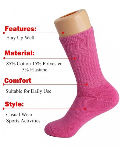 Solid Cotton Cushion Crew Socks for Women and Men Hot Pink, 3 Pairs $8.27 Activewear