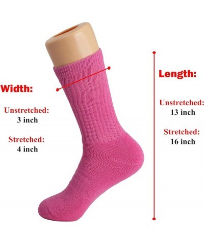 Solid Cotton Cushion Crew Socks for Women and Men Hot Pink, 3 Pairs $8.27 Activewear