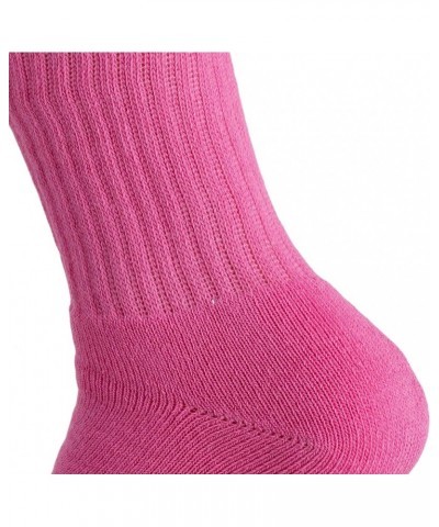 Solid Cotton Cushion Crew Socks for Women and Men Hot Pink, 3 Pairs $8.27 Activewear