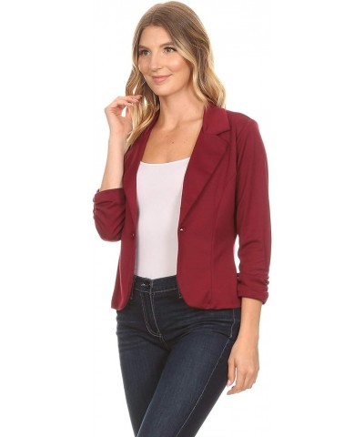 Women's Women's Comfy Casual Office 3/4 Long Sleeve Open Front Blazer Jacket US Size Hbl00483 Maroon $12.50 Blazers