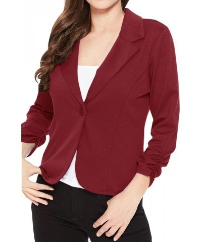 Women's Women's Comfy Casual Office 3/4 Long Sleeve Open Front Blazer Jacket US Size Hbl00483 Maroon $12.50 Blazers