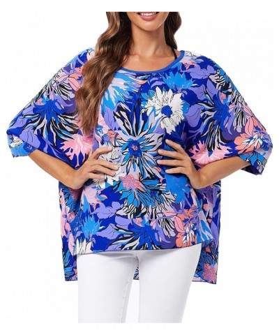 Womens Batwing Loose Chiffon Summer Blouse Tunic Floral Printed Boho Beach Cover ups 4490 $9.66 Tops