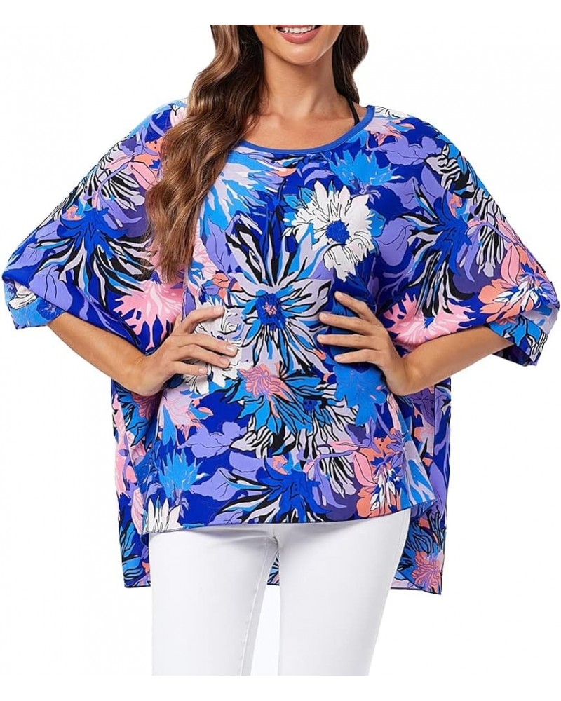 Womens Batwing Loose Chiffon Summer Blouse Tunic Floral Printed Boho Beach Cover ups 4490 $9.66 Tops