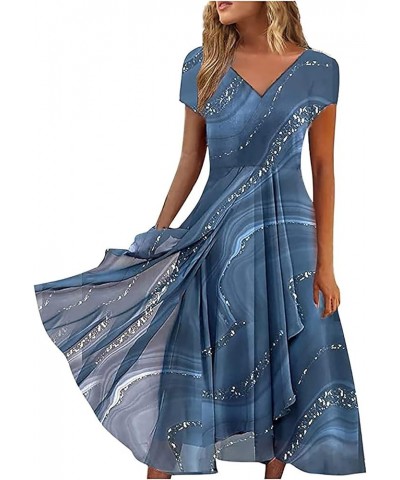 Wedding Guests Dresses for Women Elegant Lace Chiffon V Neck Flowy Dress Plus Size Formal Evening Party Prom Gown 01 Blue $15...