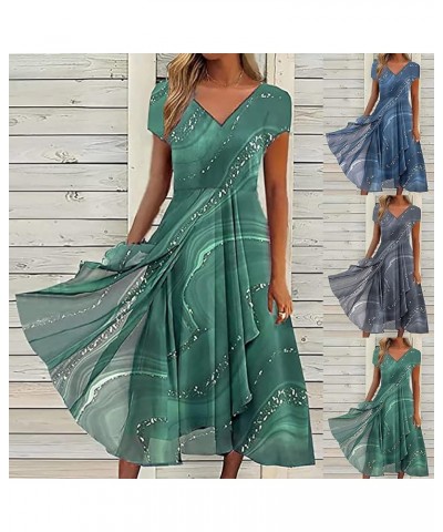 Wedding Guests Dresses for Women Elegant Lace Chiffon V Neck Flowy Dress Plus Size Formal Evening Party Prom Gown 01 Blue $15...