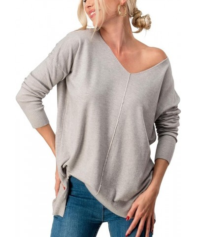 Women's Knit Pullover – Casual Lightweight V Neck Batwing Long Sleeve High Low Knitted Top Loose Fit Sweater Heather Grey $15...