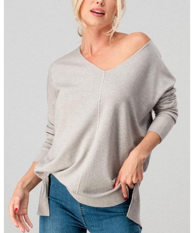 Women's Knit Pullover – Casual Lightweight V Neck Batwing Long Sleeve High Low Knitted Top Loose Fit Sweater Heather Grey $15...