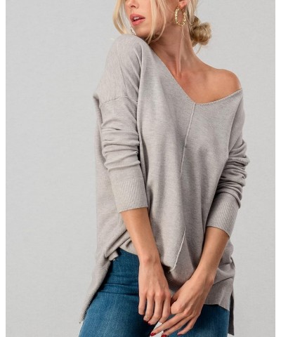 Women's Knit Pullover – Casual Lightweight V Neck Batwing Long Sleeve High Low Knitted Top Loose Fit Sweater Heather Grey $15...