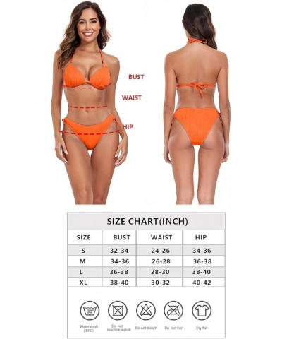 Women's Bikini Set Swimsuit Two Piece Triangle Halter Sexy Bathing Suits String Orange $16.79 Swimsuits