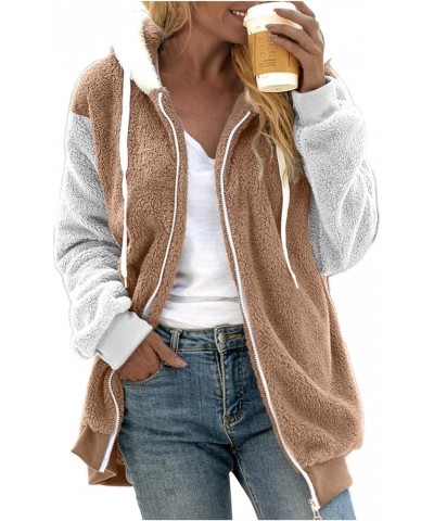 Winter Coats for Women 2024, Women's Fuzzy Fleece Jackets with Hooded Full Zip Up Warm Plush Outwear Jacket Womens Jacket-kha...