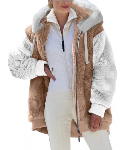 Winter Coats for Women 2024, Women's Fuzzy Fleece Jackets with Hooded Full Zip Up Warm Plush Outwear Jacket Womens Jacket-kha...