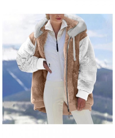 Winter Coats for Women 2024, Women's Fuzzy Fleece Jackets with Hooded Full Zip Up Warm Plush Outwear Jacket Womens Jacket-kha...