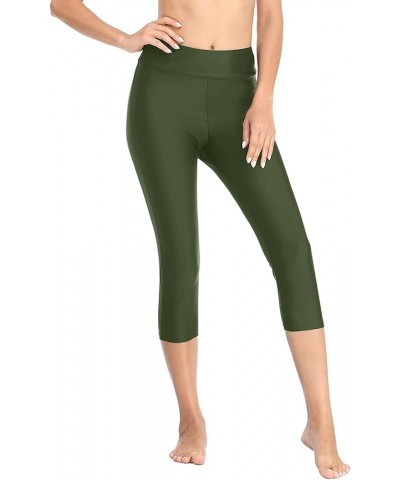 Women Swim Pants High Waist UV Rash Guard Sports Capris Swimsuit Swimming Leggings Military Green $11.76 Swimsuits