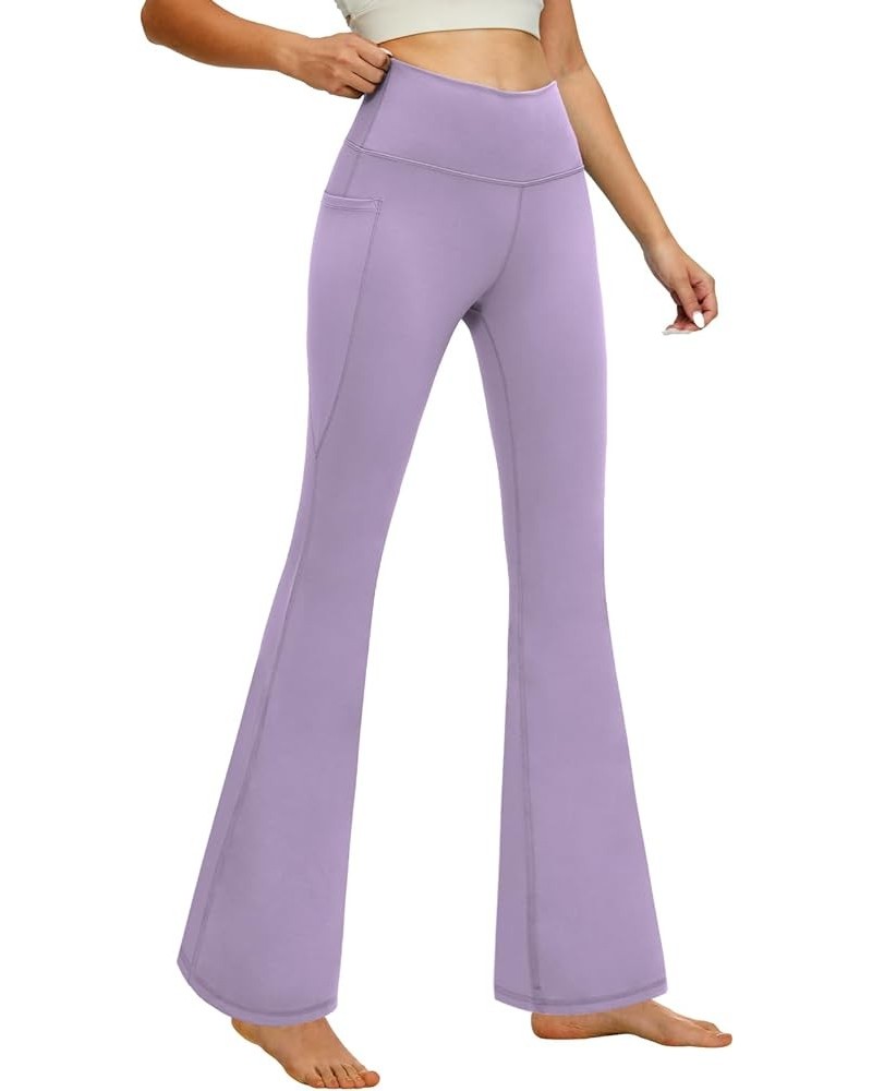 Bootcut Yoga Pants for Women Tummy Control Flare Leggings with Pockets Casual Workout Bootleg Lilac $16.79 Pants