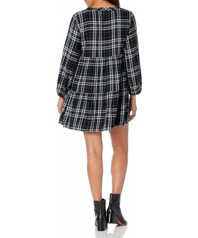 Women's Long Sleeve Plaid Shirt Dress Blue Plaid $16.41 Dresses