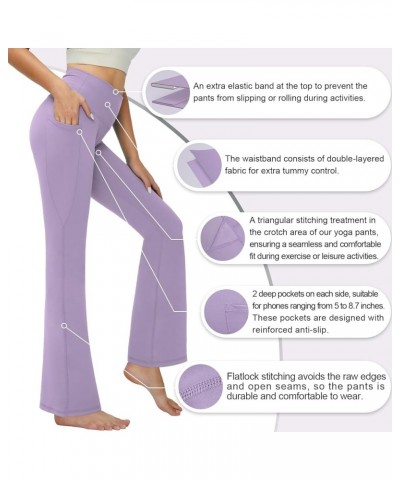 Bootcut Yoga Pants for Women Tummy Control Flare Leggings with Pockets Casual Workout Bootleg Lilac $16.79 Pants