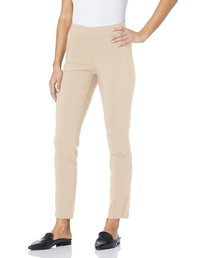 Women's Solid Supreme Stretch Pant with Pull-on Waistband Stone $18.92 Pants