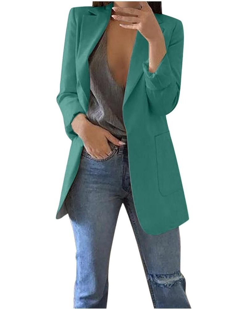 Women's Casual Business Blazers Long Sleeve Open Front Lightweight Blazer Casual Work Office Blazer Jacket Green 2 $9.00 Blazers