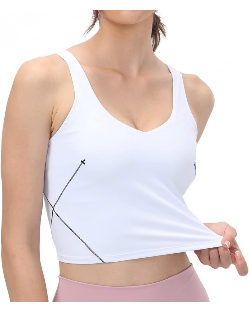 Women's Longline Sports Bra Yoga Crop Tank Tops Wirefree Padded Running Fitness Workout Gym White $7.79 Lingerie