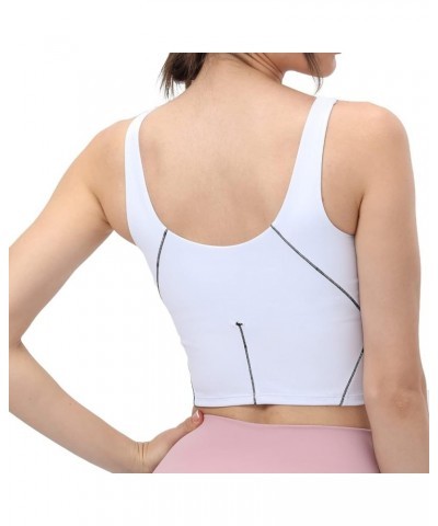 Women's Longline Sports Bra Yoga Crop Tank Tops Wirefree Padded Running Fitness Workout Gym White $7.79 Lingerie