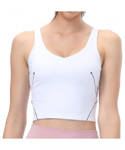 Women's Longline Sports Bra Yoga Crop Tank Tops Wirefree Padded Running Fitness Workout Gym White $7.79 Lingerie