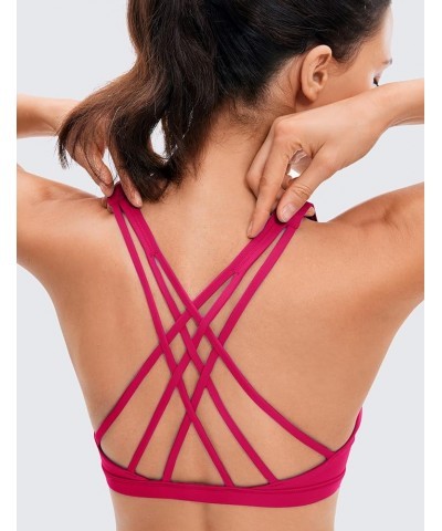 Strappy V Neck Sports Bras for Women - Criss Cross Back Wireless Padded Workout Yoga Bra Granita Pink $17.67 Lingerie