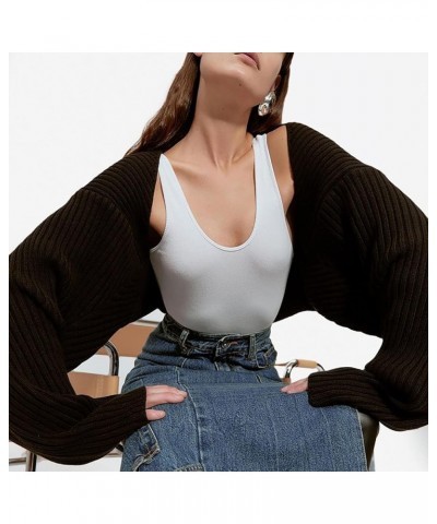 Women Bolero Shrug Sweater Fall Outfit Knit Crop Cardigan Y2K Top Long Sleeve Open Front Pullover Going Out Black $11.39 Swea...