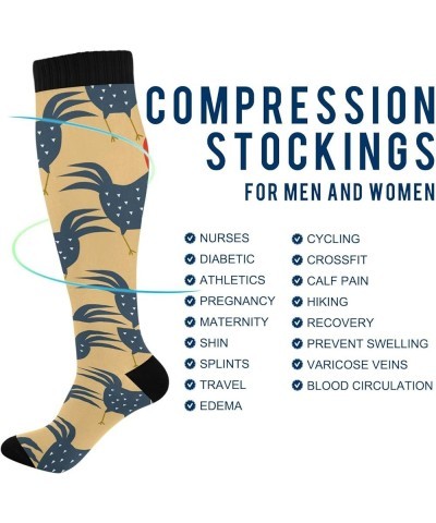 Black Cats Compression Socks for Women and Men Circulation Cute Long Socks for Athletic Running 2 2 Blue Chicken $8.83 Active...