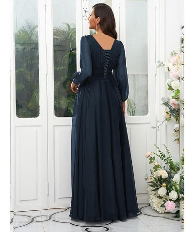 Long Sleeve Bridesmaid Dresses for Wedding Women Chiffon Long Corset Pleated Prom Formal Evening Dress Plum $23.10 Dresses