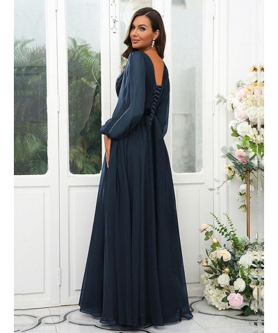 Long Sleeve Bridesmaid Dresses for Wedding Women Chiffon Long Corset Pleated Prom Formal Evening Dress Plum $23.10 Dresses