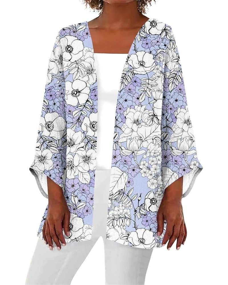 Cardigan Sweater for Women Retro Print 3/4 Sleeve Blouse Tops Coat Casual Duster Cardigans Lightweight Jackets 3-purple $9.00...