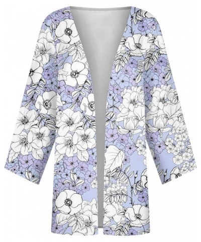 Cardigan Sweater for Women Retro Print 3/4 Sleeve Blouse Tops Coat Casual Duster Cardigans Lightweight Jackets 3-purple $9.00...