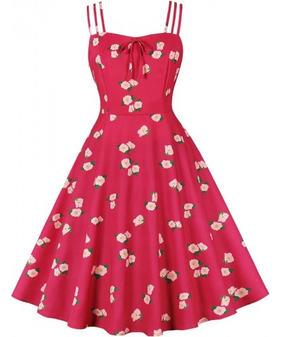 Women's Summer Strap Sundress 1950s Vintage Formal Cocktail Dress Rose $22.03 Dresses