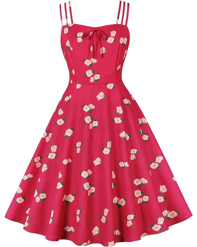 Women's Summer Strap Sundress 1950s Vintage Formal Cocktail Dress Rose $22.03 Dresses