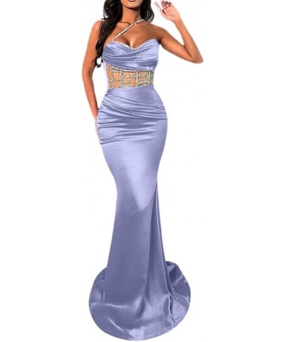 Mermaid Long Prom Dresses Corset One Shoulder Sweetheart Satin Sequin Beaded Formal Gowns and Evening Dresses Lavender $33.00...