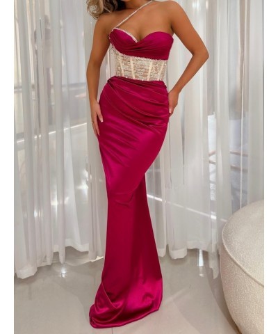 Mermaid Long Prom Dresses Corset One Shoulder Sweetheart Satin Sequin Beaded Formal Gowns and Evening Dresses Lavender $33.00...