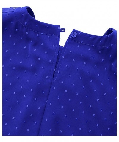 Womens Work Blouses Swiss Dots Casual Short Sleeve Crew Neck Office Shirts Blue $17.04 Blouses