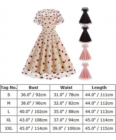 Valentine's Dress for Women Short Sleeve/Sleeveless Heart Embroidery Mesh A-line Swing Party Dress Pink-strawberry $10.97 Dre...