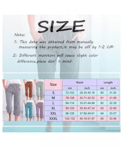 Capri Linen Pants for Women Wide Leg Casual Cotton Pant Loose Drawstrings High Waist Lounge Trousers with Pocket Ag $6.80 Pants