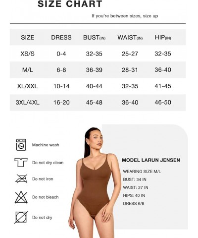 Bodysuit with Built in Bra Thong Sculpting Seamless Shapewear Versatile for Every Season Coffee Brown- V Neck Thong $19.23 Li...